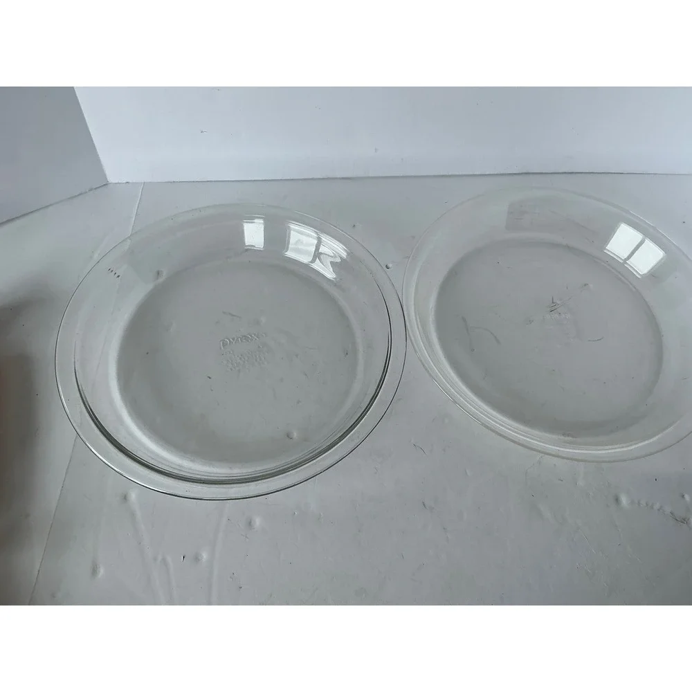 Pyrex Vintage Glass Pie Plate Set of 2 Clear Baking Dish 9 Inch Kitchenware‎